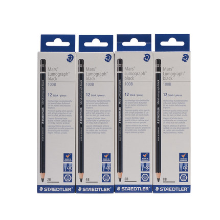 施德楼(STAEDTLER)100B-2B(黑)黑杆绘图铅笔2B