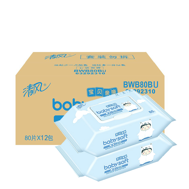 民用-清风 BWB80BU1单层80片/包*1*12湿纸巾 - 清风