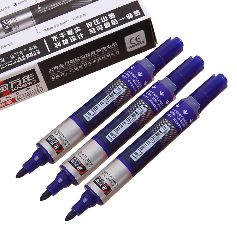 金万年(Genvana)K-0602B-002(蓝)革新直液透窗按压式大容量白板笔