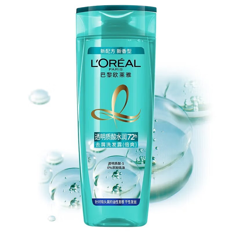 欧莱雅(LOREAL)透明质酸水润去屑倍爽洗发露400ml