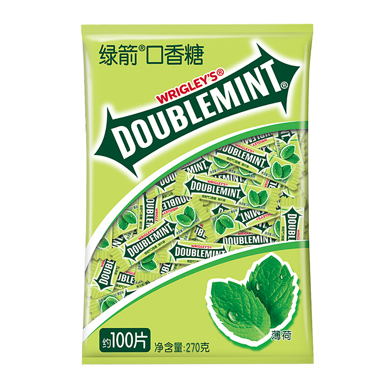 绿箭 口香糖原味薄荷袋装 100片 - 绿箭