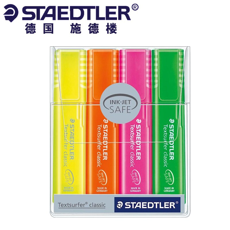 施德楼(STAEDTLER)364PWP4(4色)彩虹荧光笔4支装