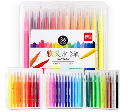得力(deli)70686-36色软头水彩笔(混)(36色)