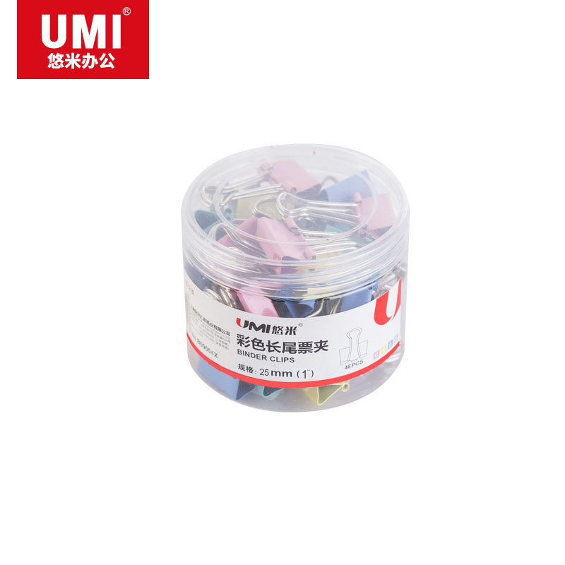 悠米(UMI)4# (25mm)彩色长尾票夹(筒装) B09004X (红、黄、蓝、绿)