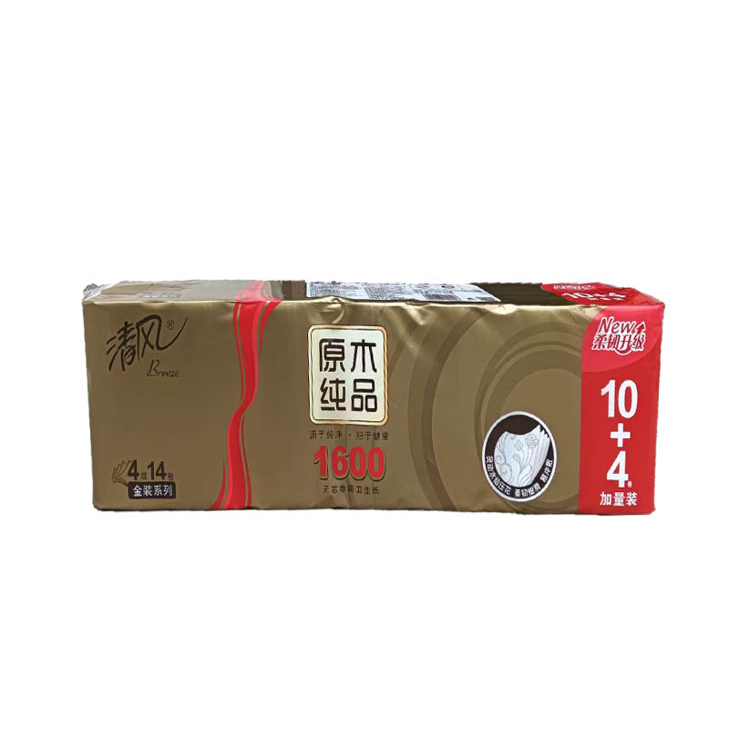 民用-清风 B02DBMJH原木金装四层无芯卷纸-1600克 - 清风