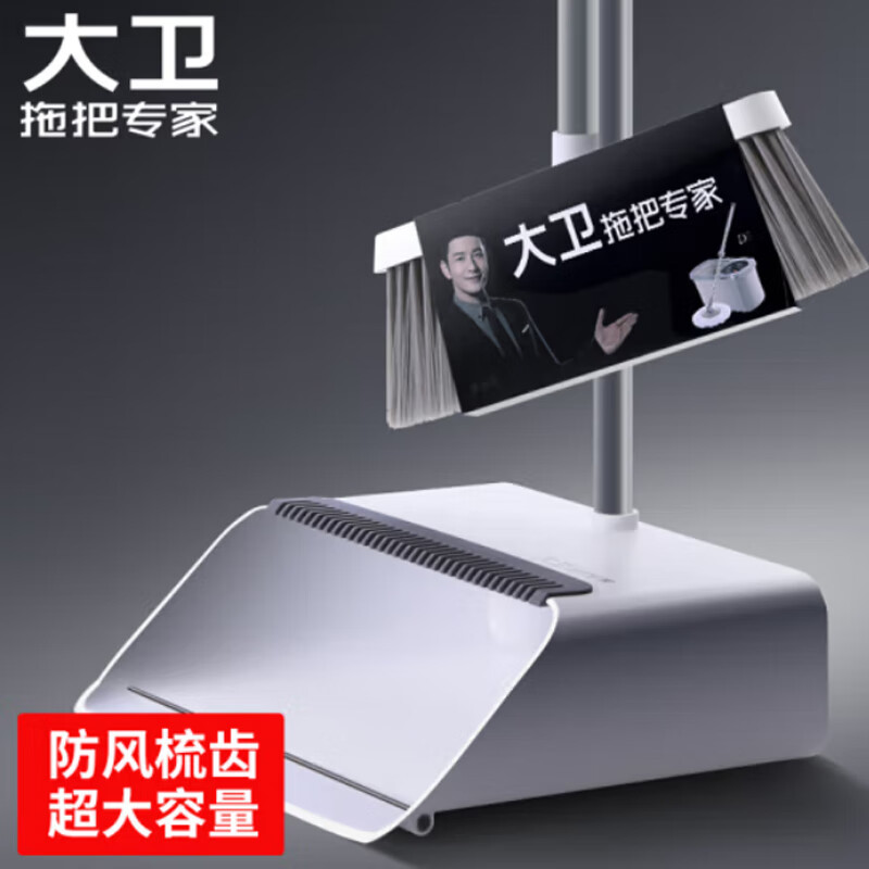 大卫 DS-F704大卫F2防风式畚箕扫把套装(冰峰白,太空灰)颜色随机 - 大卫