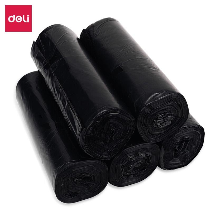 得力(deli)33071(黑色)垃圾袋(5卷/套)50×60cm八角底