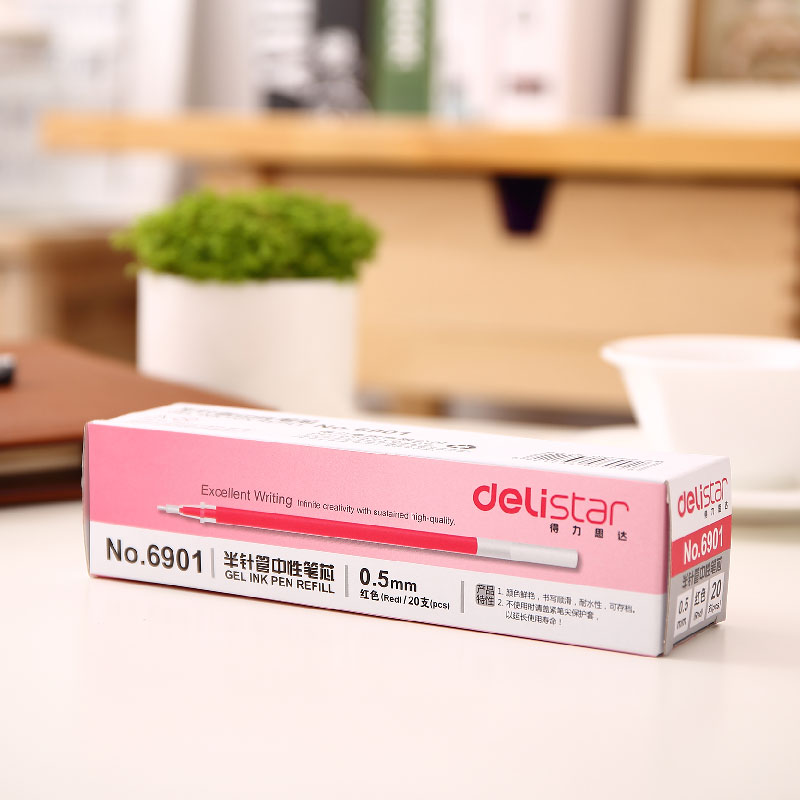 得力(deli)6901(红)0.5思达中性笔芯(半针管)