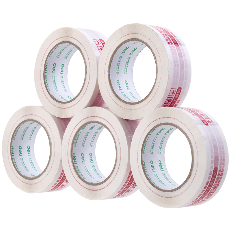 得力(deli)33445(白红)快递胶带42mm*120m*50um(5卷/筒)