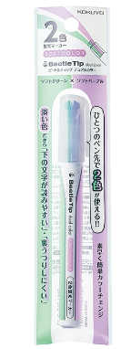 国誉(KOKUYO)PM-L313-2-1P(浅绿/浅紫)双色甲壳虫荧光笔浅色款
