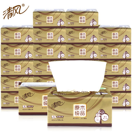 商用-清风 BR43AOJ4三层塑包面纸-130抽 136*206mm,3层,130抽(BR43AO1升级款) - 清风