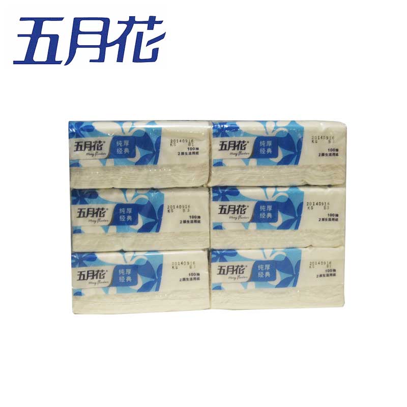 民用-五月花(May Flower)A1228E1纯厚经典抽取式卫生纸-100抽