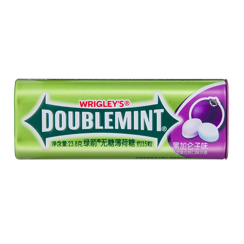 绿箭 无糖薄荷糖 黑加仑子味 铁盒装35粒 - 绿箭