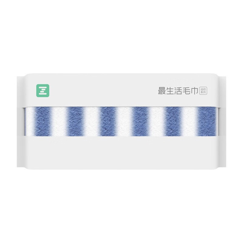 最生活(a-life) 纯棉吸汗毛巾 蓝白条纹 30*110 145g - 最生活(a-life)