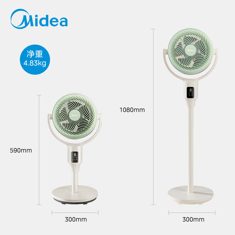 美的(Midea)GDH24LOVE24W草绿色后置滤网循环扇 - 美的(Midea)