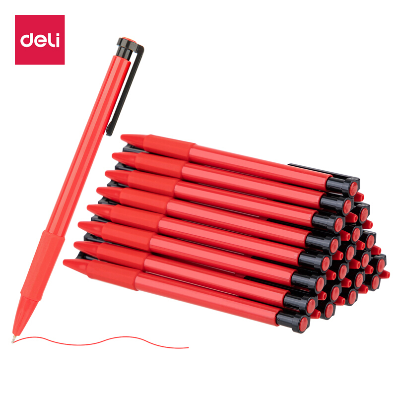 得力(deli)6546S(红色)中油笔0.7mm