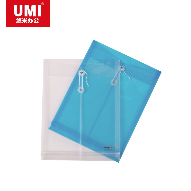 悠米(UMI)透明缠扣文件袋档案袋,竖式,A4 W08003C 透明