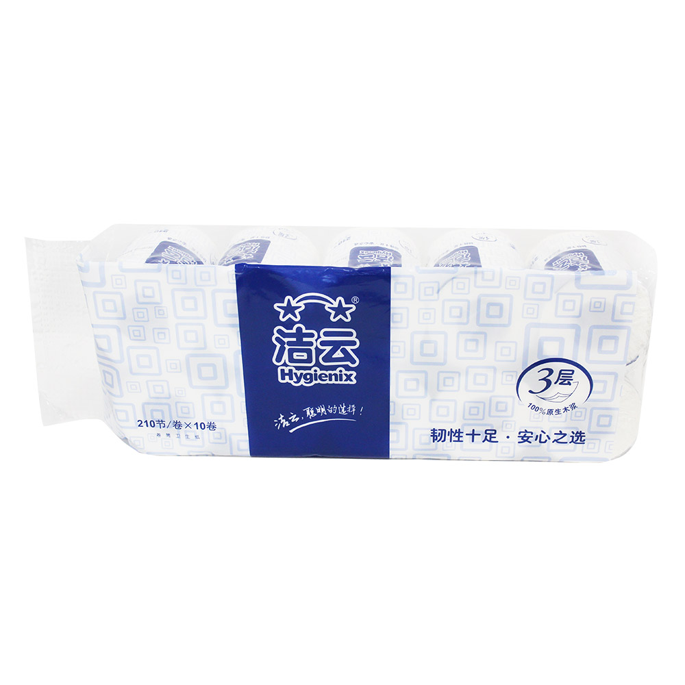 商用-洁云(Hygienix)116614柔平纹韧卷筒卫生纸-210节,114*96mm,3层,210节
