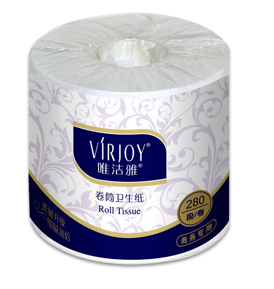商用-唯洁雅(Virjoy)V22AA8S双层圆点压花卷筒卫生纸-280段