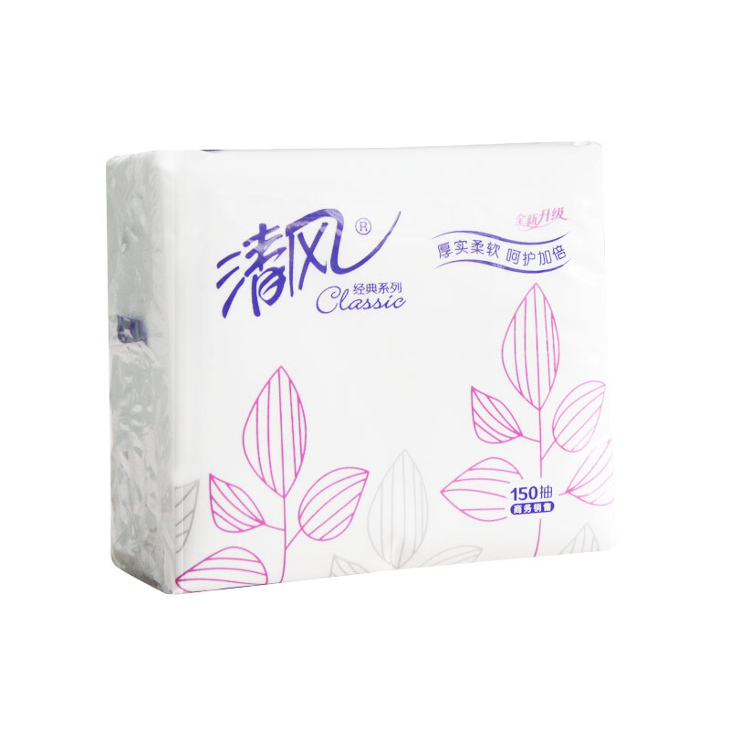 商用-清风 BR15AJ双层塑包面纸-150抽 - 清风