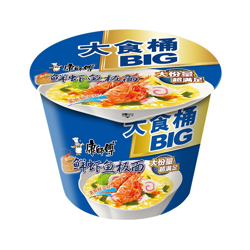康师傅 方便面大食桶鲜虾鱼板面12桶