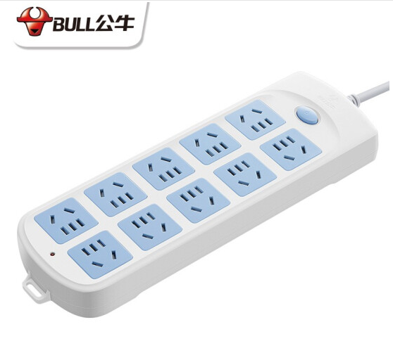公牛(BULL)GN-605(蓝白)新国标 十位总控 超功率保护电源插线板 10M吸