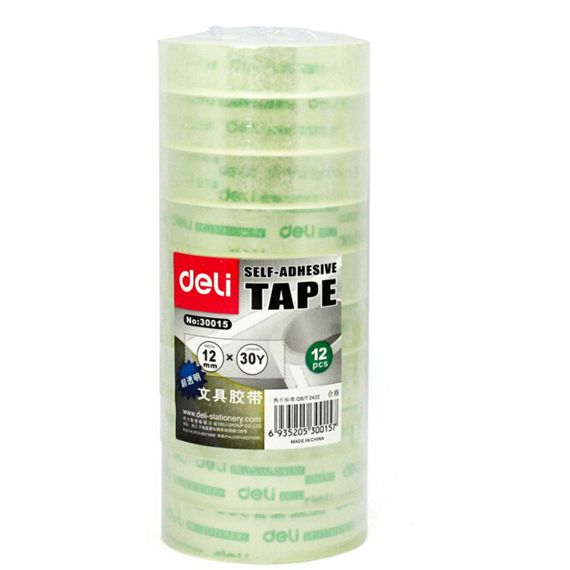 得力(deli)30015文具胶带12mm*30y(12卷/筒)