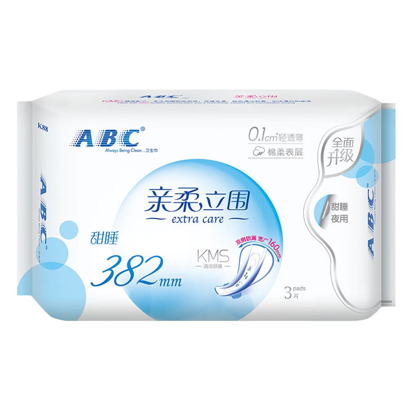 ABC K88亲柔立围夜用超极薄绵柔卫生巾 - ABC