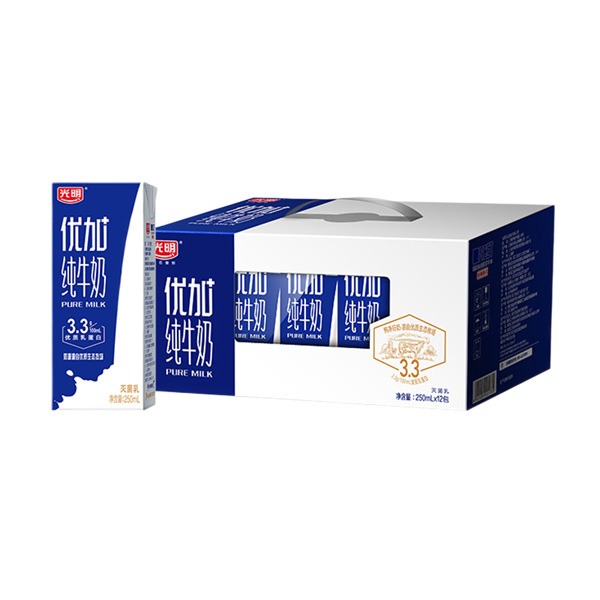 光明 优加纯牛奶 250ml*12盒/箱 - 光明