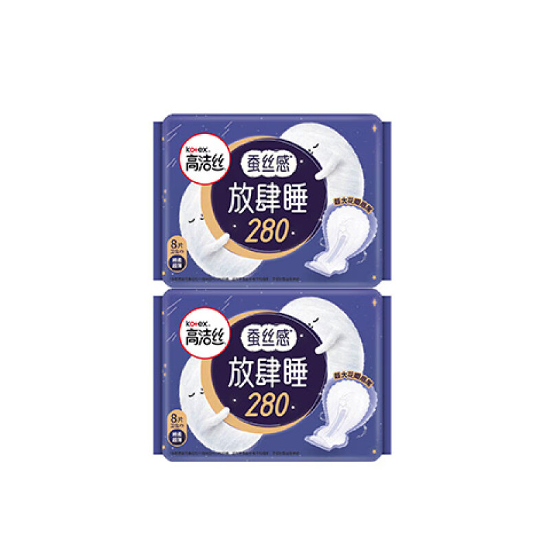高洁丝(Kotex)放肆睡花瓣扇尾夜用绵柔丝薄卫生巾 280mm 16片装 - 高洁丝(Kotex)