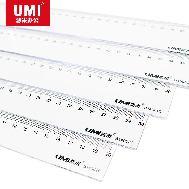 悠米(UMI)透明塑料直尺,20cm B14002C 透明