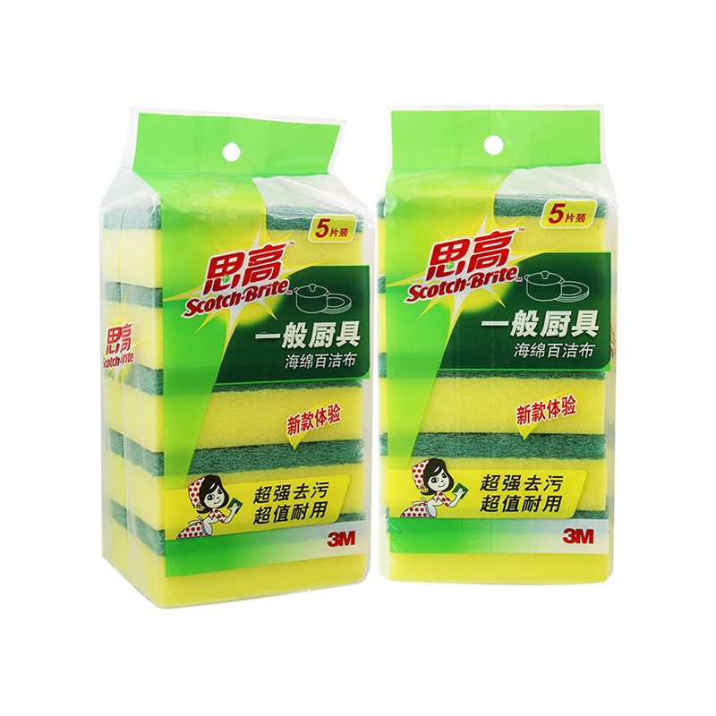 3M 思高合宜一般厨具海绵百洁布 G6215 5片1包 - 3M