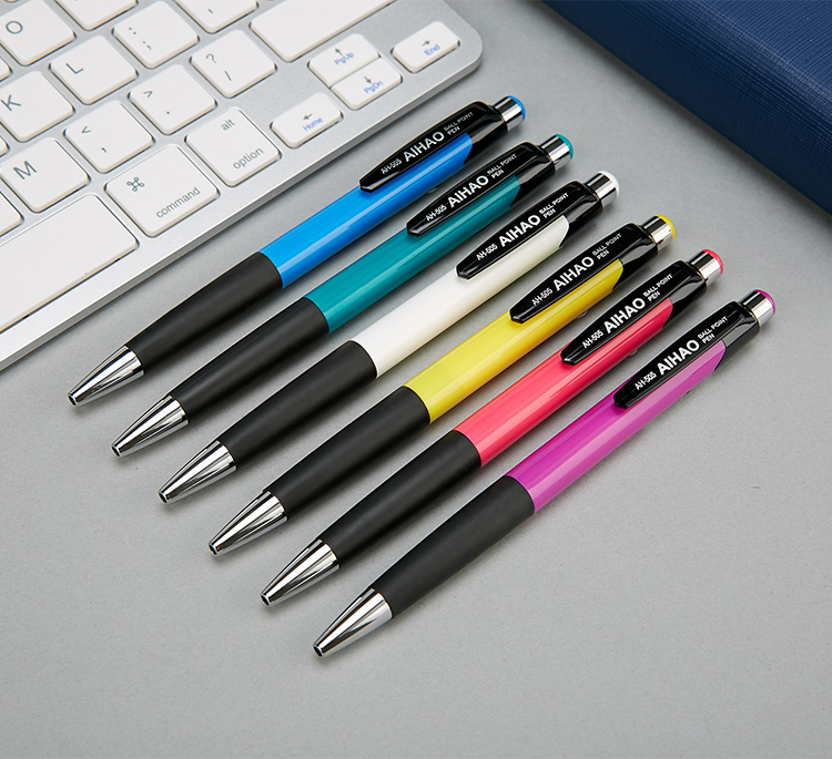 爱好(AIHAO)505(混搭)按动办公圆珠笔混色笔杆蓝芯0.7mm