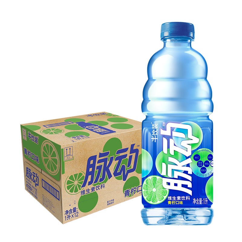脉动(Mizone)维C果汁水低糖维生素运动功能饮料(青柠口味)家庭大瓶装1L*12瓶 - 脉动(Mizone)