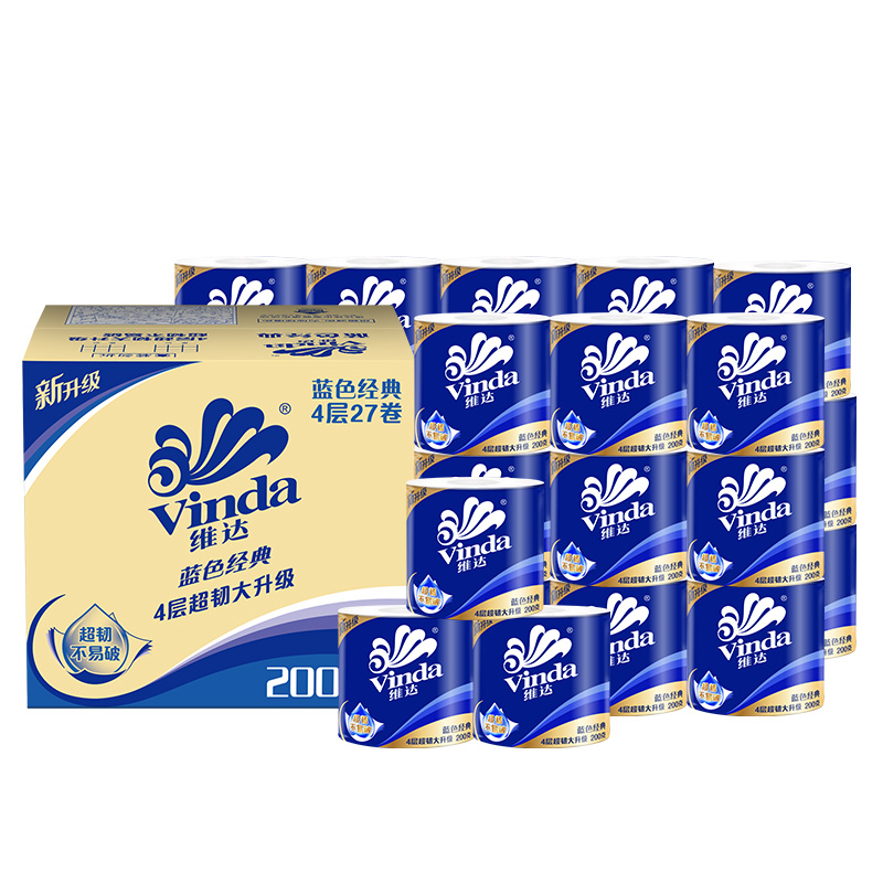 民用-维达(Vinda)V4073-B蓝色经典卷筒卫生纸-200克