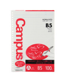 国誉(KOKUYO)836AN(红色)26孔活页纸(普通横线)B5 100页
