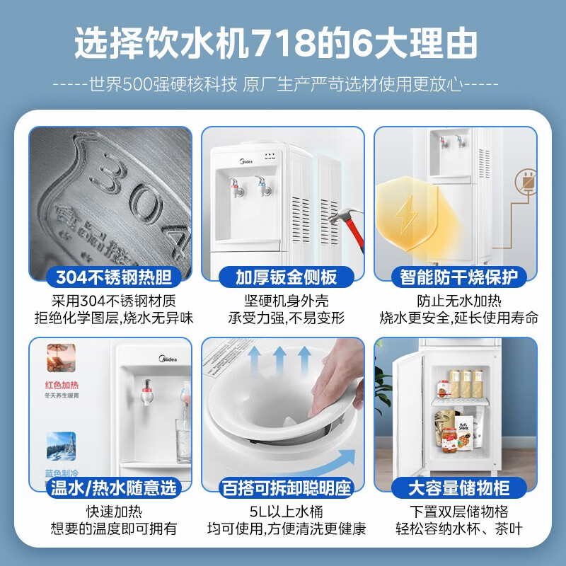 美的 MYR718S-X 饮水机 家用办公温热型 白色 - 美的(Midea)