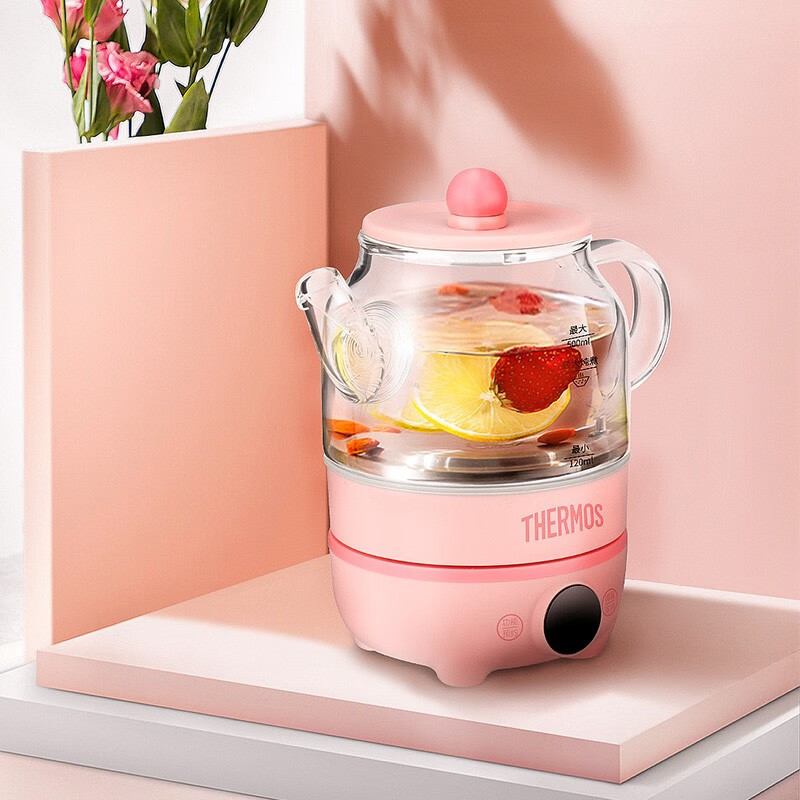 膳魔师(THERMOS)养生壶小型家用办公室全自动EHA-1603E养生壶粉色1.6L