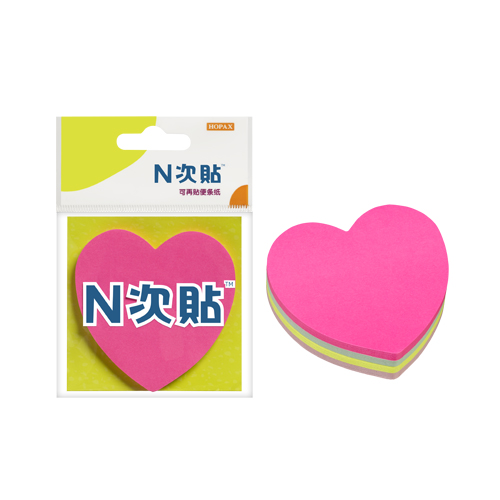 N次贴(STICKN)33003(荧光混色)轧型便条砖(心形)模造便条纸69x69mm,160张/本