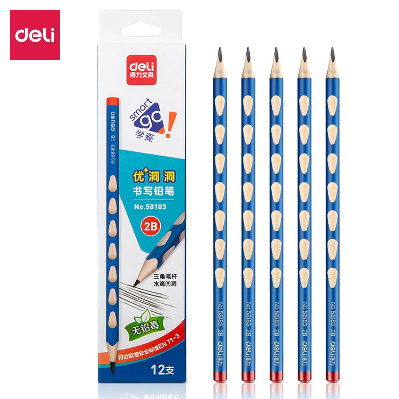 得力(deli)58183(混色)彩盒装2B洞洞铅笔(12支/盒)