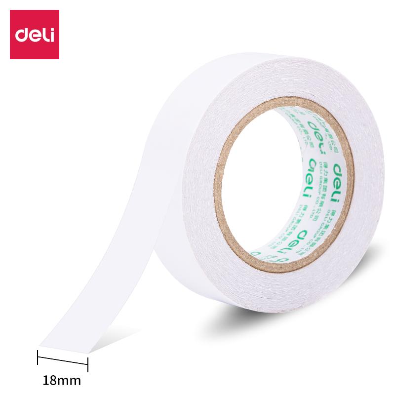 得力(deli)30436(白色)小卷芯棉纸双面胶带18mm*10y*80um