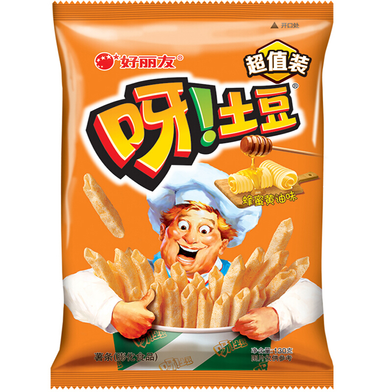 好丽友(Orion)呀!土豆薯条薯片 蜂蜜黄油味 130g/袋
