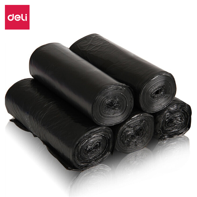 得力(deli)33070(黑色)垃圾袋(5卷/套)45×55cm八角底