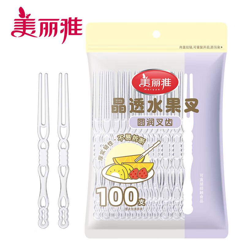 美丽雅 13021178晶透水果叉100支装 - 美丽雅