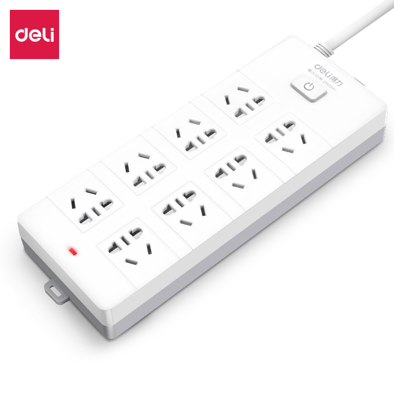 得力(deli)18262(白色)插座8组3米PVC袋装