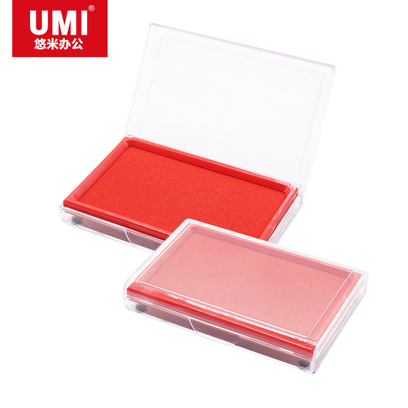 悠米(UMI)方形透明盒盖快干印台 B08102R 红