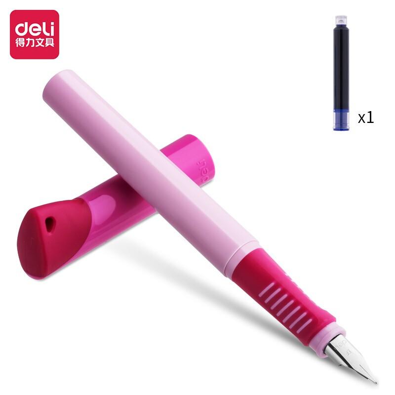 得力(deli)A907学生矫姿钢笔(可擦纯蓝/笔壳红色)