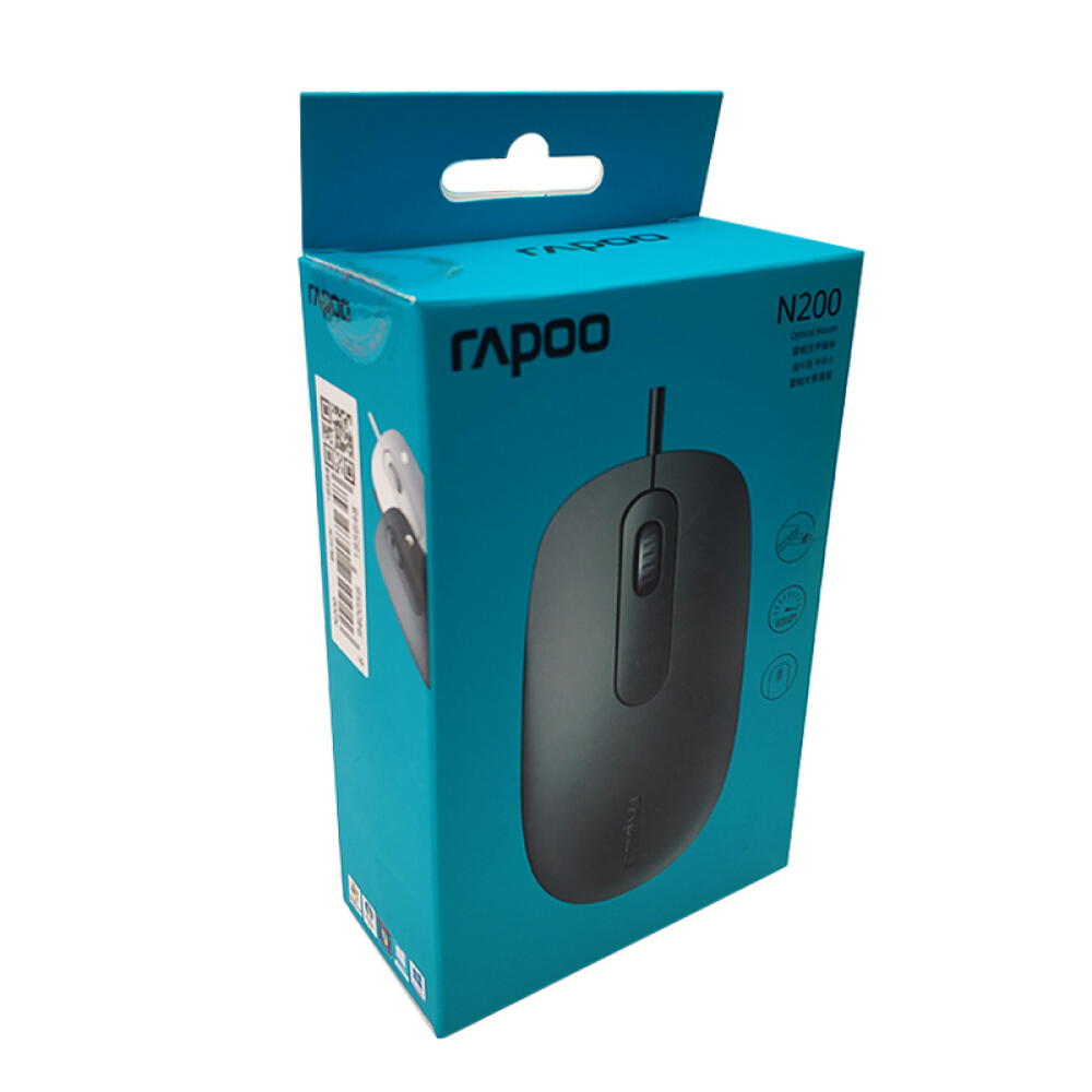 雷柏(Rapoo)N200有线鼠标USB接口黑色