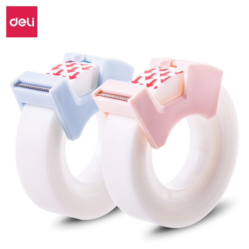 得力(deli)30113隐形文具胶带套装12mm*20y*50um(混)(1卷/卡)(白)