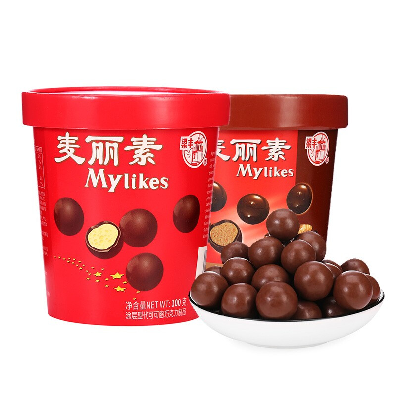 梁丰 怀旧桶装经典原味麦丽素儿童巧克力豆散装100g(代可可脂) - 梁丰